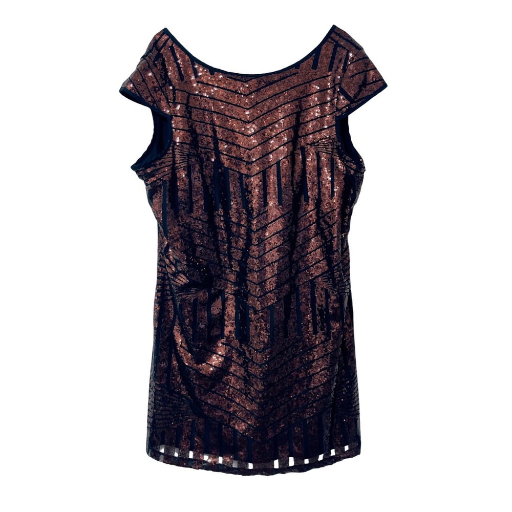 C.O.C. Clothing Obsessed Company‎ Womens Sequin Dress 2X Rose Gold Art Deco Glam